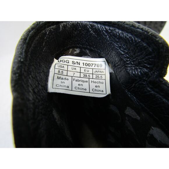 UGG Womens Size 8.5 M Black Leather Buckle Zip Ankle Fashion Boots Bootie - Picture 10 of 11